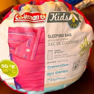 Coleman Girls PInk Glow in the  dark 50°F Youth Warm weather Sleeping Bag